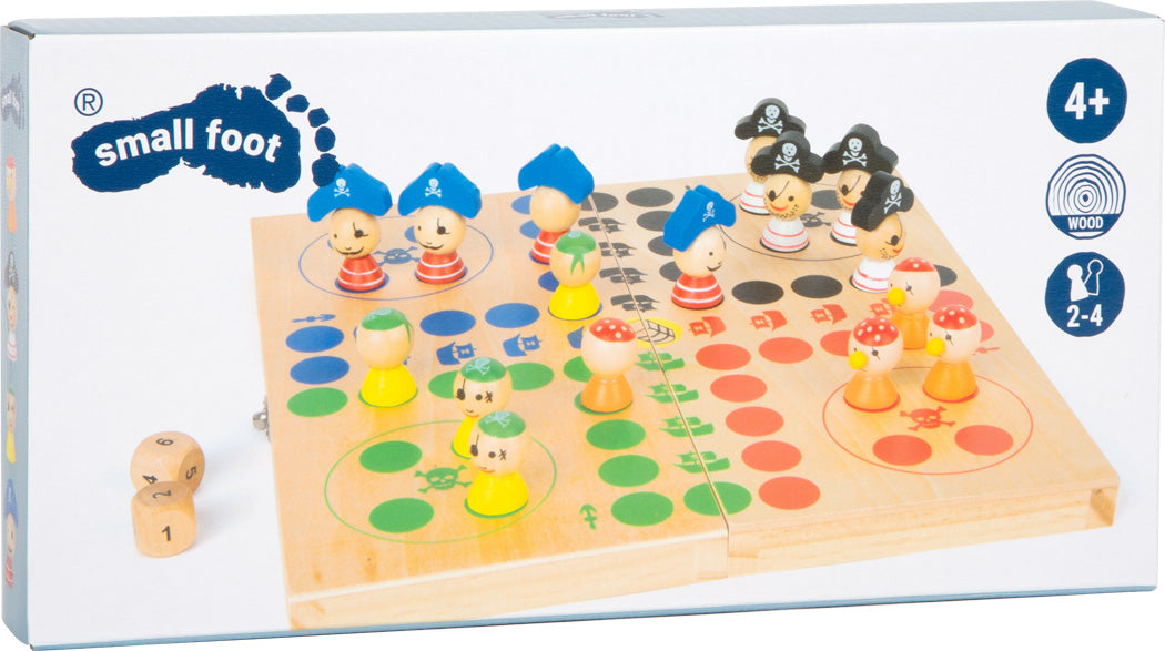 Joc Ludo "Pirate Island" din Lemn (Nu te supăra, frate!) – Small Foot | Joc de Societate Portabil