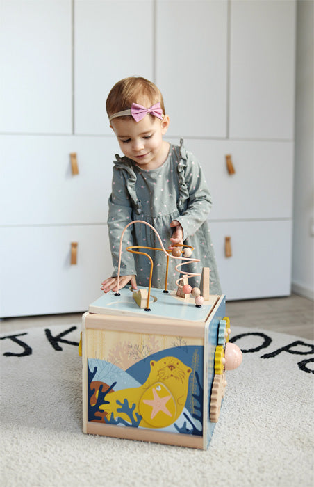 Centru de Activități Bebe - Cub Multifuncțional Seaside cu Labirint și Sortator