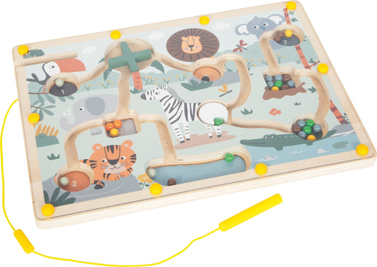 Labirint Magnetic din Lemn "Safari" - Joc de Motricitate (Small Foot)