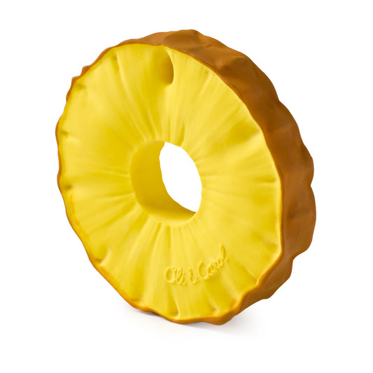 Jucărie dentiție în formă de ananas Oli & Carol din cauciuc natural pe fundal alb profil