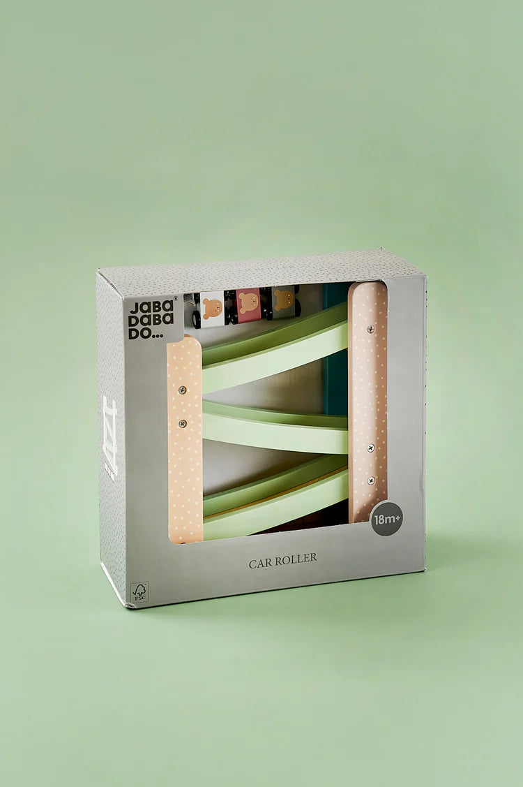 Pistă de Mașini Etajată din Lemn cu 4 Vehicule - Jabadabado