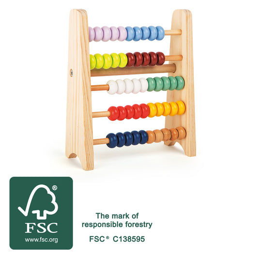 Socotitoare abac din lemn portabila Small Foot pentru invatare matematica copii.