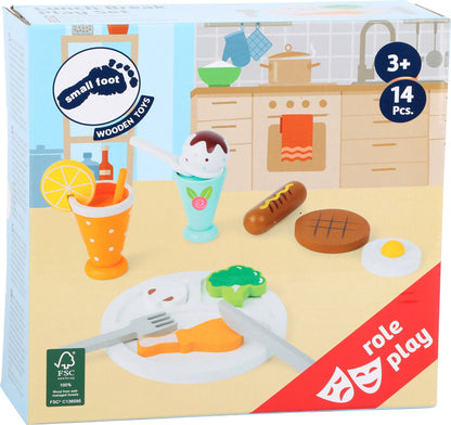 Set Mâncare de Tăiat din Lemn "Lunch Break" – Small Foot | Accesorii Bucătărie & Joc de Rol