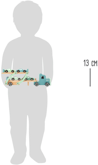 Camion Transportor Auto din Lemn "Chicago" – Small Foot | Include 4 Mașinuțe