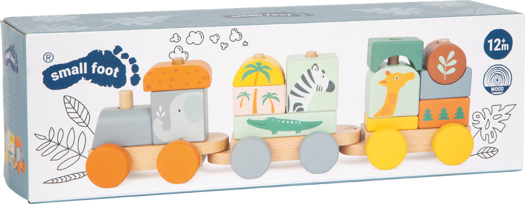 Trenuleț din Lemn de Stivuit "Safari" – Small Foot | Jucărie de Tras și Construit
