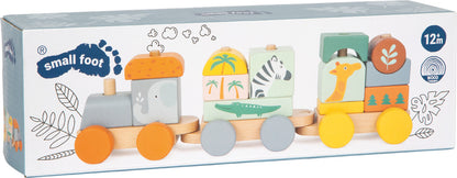 Trenuleț din Lemn de Stivuit "Safari" – Small Foot | Jucărie de Tras și Construit