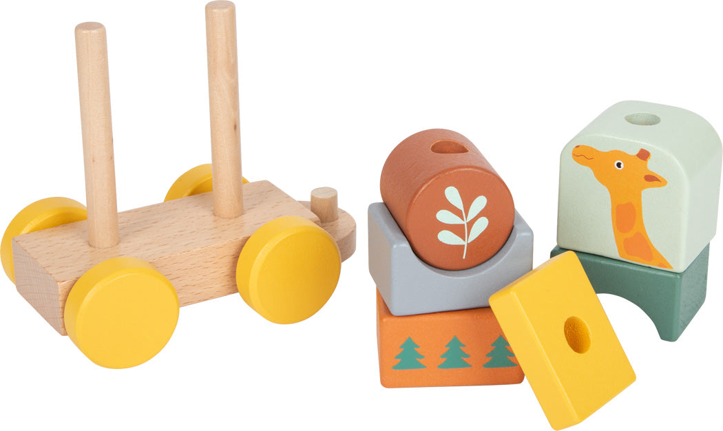 Trenuleț din Lemn de Stivuit "Safari" – Small Foot | Jucărie de Tras și Construit