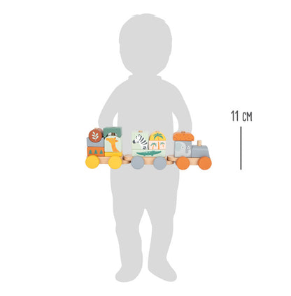 Trenuleț din Lemn de Stivuit "Safari" – Small Foot | Jucărie de Tras și Construit