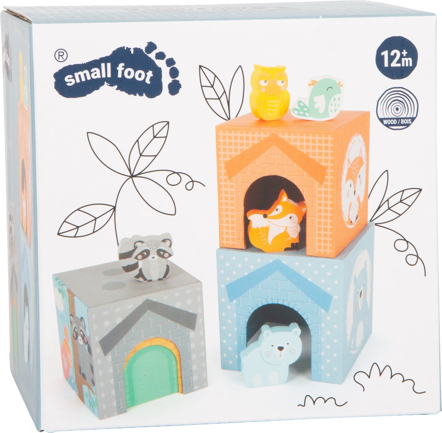 Cuburi de Stivuit din Carton și Lemn - Animale Pastel - Small Foot
