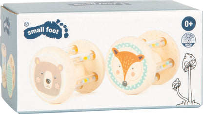 Set de 2 Jucării - Zornăitoare din Lemn  - Animăluțe Pastel - Small Foot