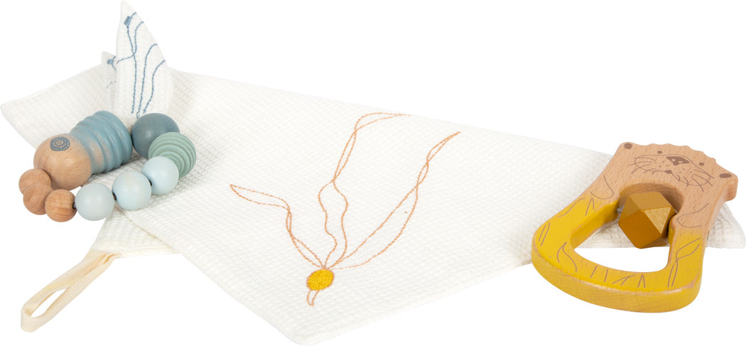 Set cadou bebelusi seaside small foot zornaitoare si dentitie lemn.