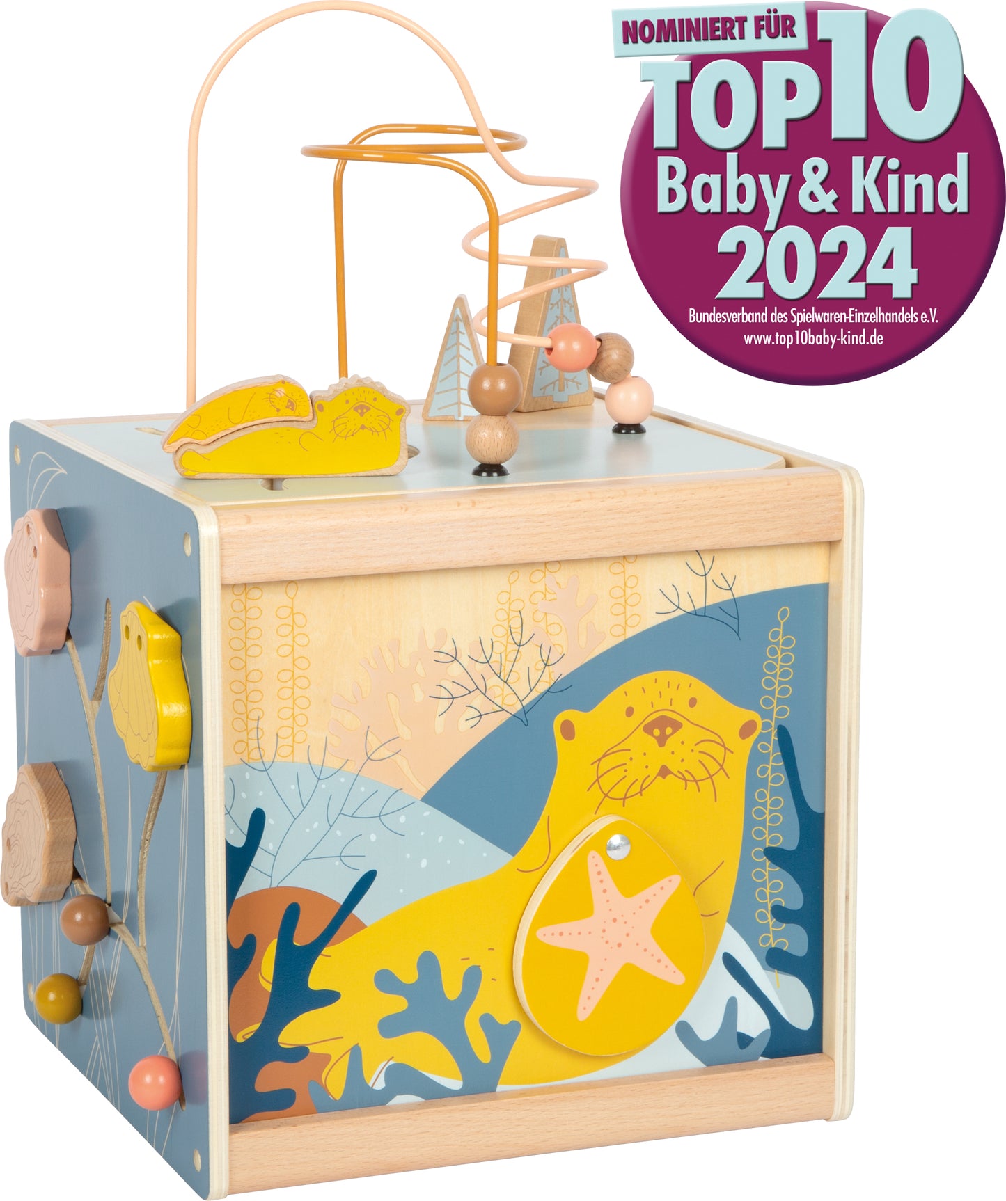 Centru de Activități Bebe - Cub Multifuncțional Seaside cu Labirint și Sortator