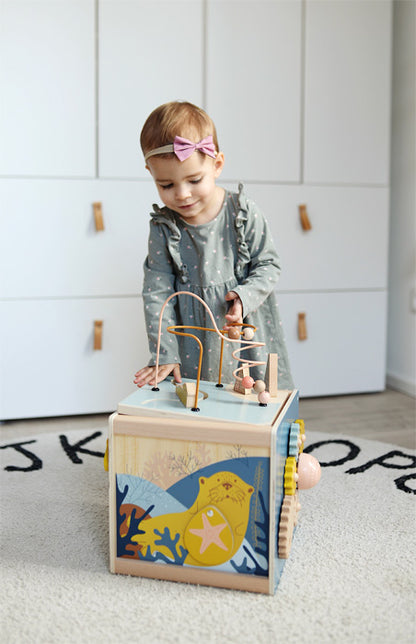 Centru de Activități Bebe - Cub Multifuncțional Seaside cu Labirint și Sortator
