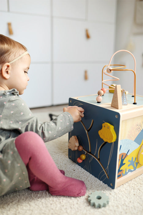 Centru de Activități Bebe - Cub Multifuncțional Seaside cu Labirint și Sortator