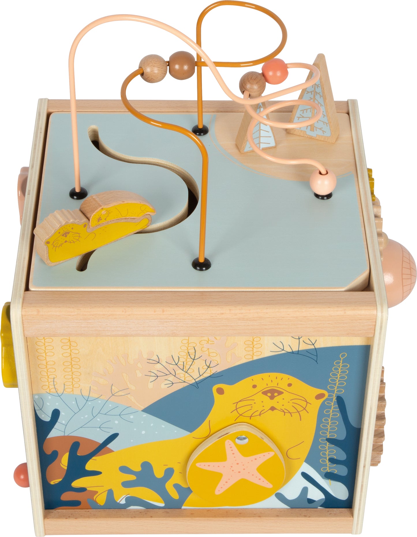 Centru de Activități Bebe - Cub Multifuncțional Seaside cu Labirint și Sortator