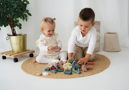 Set de Construcție din Lemn - 50 Cuburi cu Dinozauri (Small Foot)