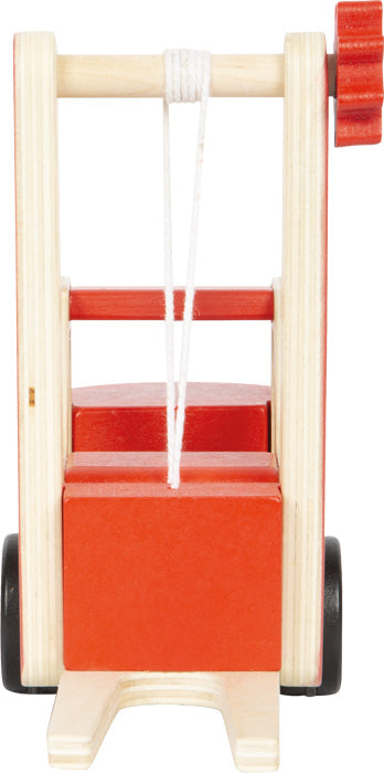 Stivuitor din Lemn cu Palet "Active" – Small Foot | Vehicul de Construcții cu Roți Silențioase