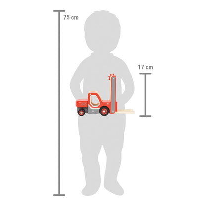 Stivuitor din Lemn cu Palet "Active" – Small Foot | Vehicul de Construcții cu Roți Silențioase