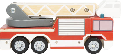 Mașină de Pompieri din Lemn cu Scară Rotativă și Macara (Small Foot)