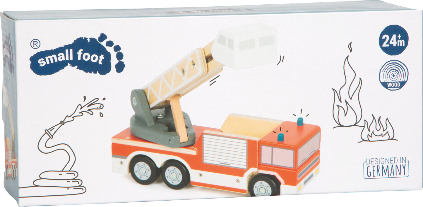 Mașină de Pompieri din Lemn cu Scară Rotativă și Macara (Small Foot)