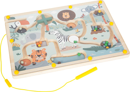 Labirint Magnetic din Lemn "Safari" - Joc de Motricitate (Small Foot)