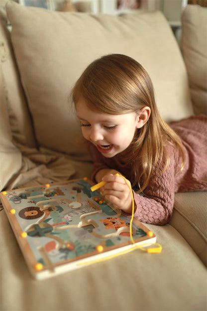 Labirint Magnetic din Lemn "Safari" - Joc de Motricitate (Small Foot)