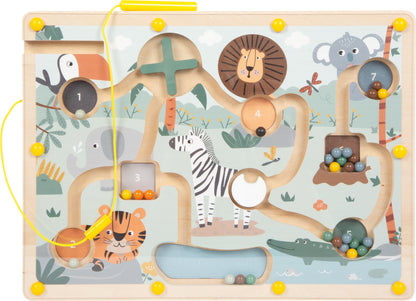 Labirint Magnetic din Lemn "Safari" - Joc de Motricitate (Small Foot)