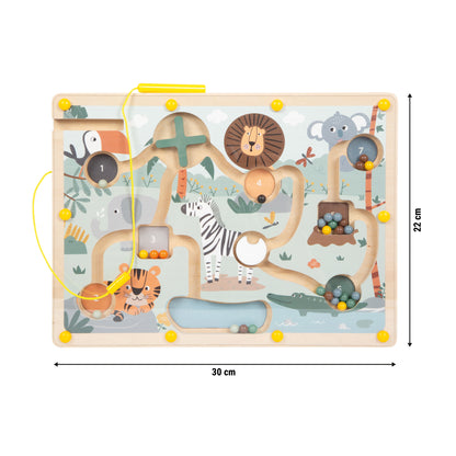 Labirint Magnetic din Lemn "Safari" - Joc de Motricitate (Small Foot)