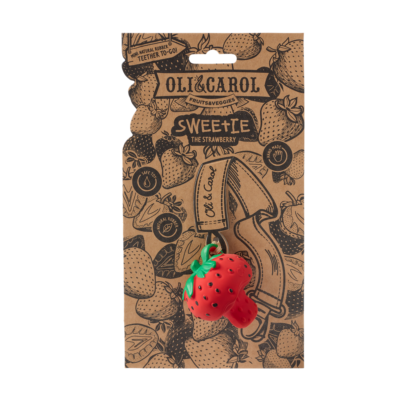 Jucărie dentiție din cauciuc natural -  Sweetie the Strawberry - Oli&Carol