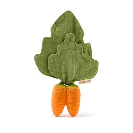 Cathy the Carrot Doudou jucărie de confort și dentiție din bumbac organic