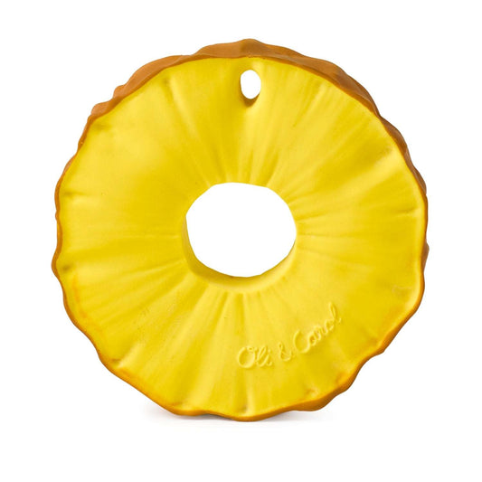 Jucărie dentiție în formă de ananas Oli & Carol din cauciuc natural pe fundal alb