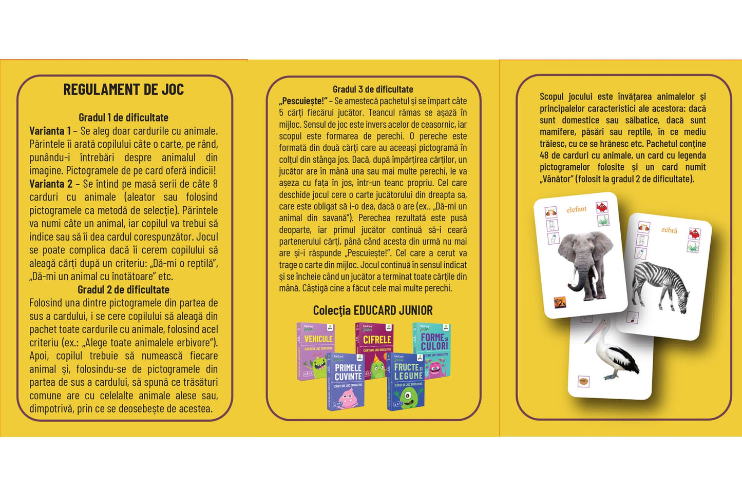 Flashcard-uri Educative: Învățăm Animalele (Cărți de Joc Expert)