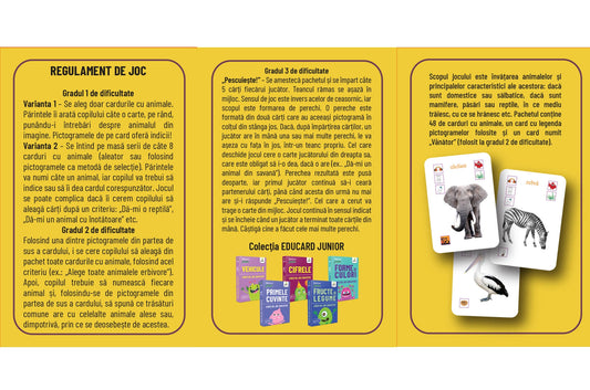 Flashcard-uri Educative: Învățăm Animalele (Cărți de Joc Expert)