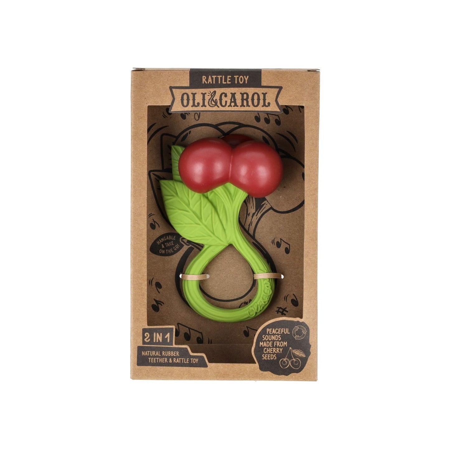 Jucărie Zornăitoare și de Dentiție din Cauciuc Natural Cireșe Oli & Carol | Aisha's Toys